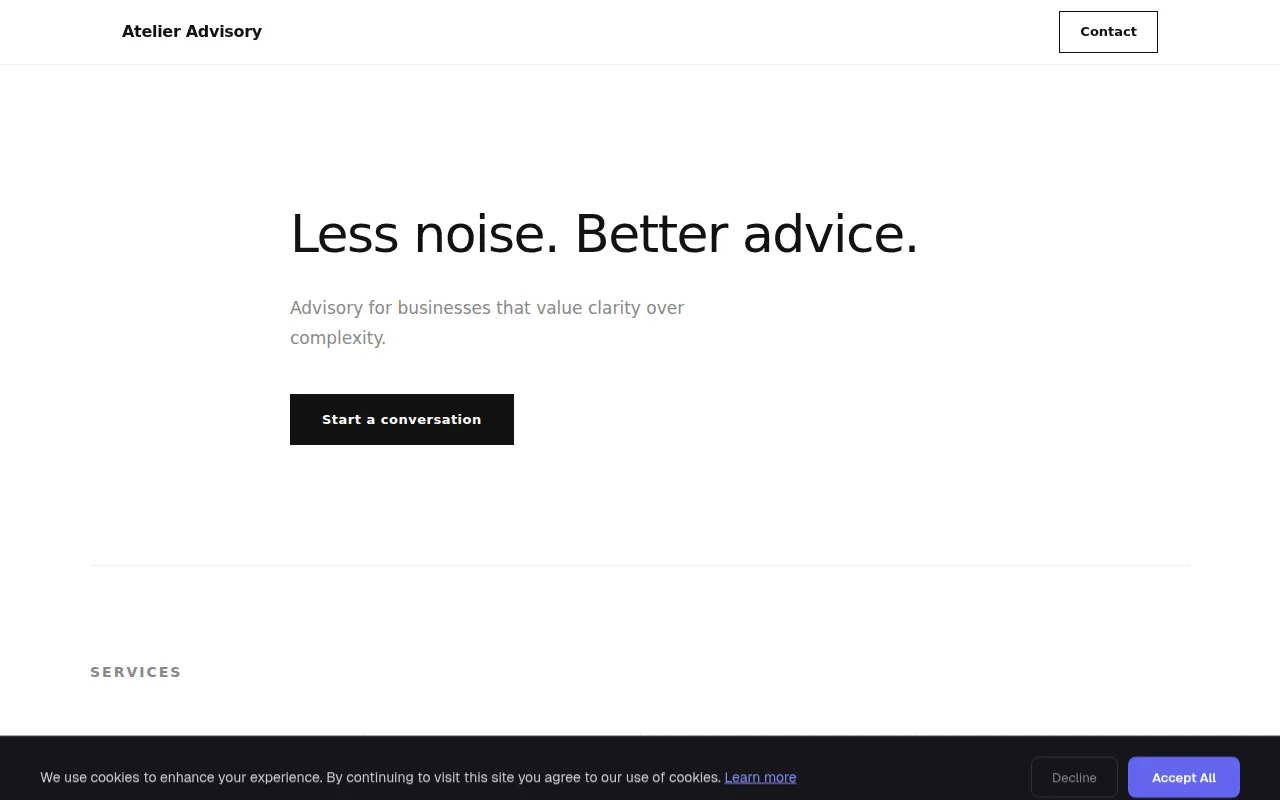 Minimal Advisory theme preview