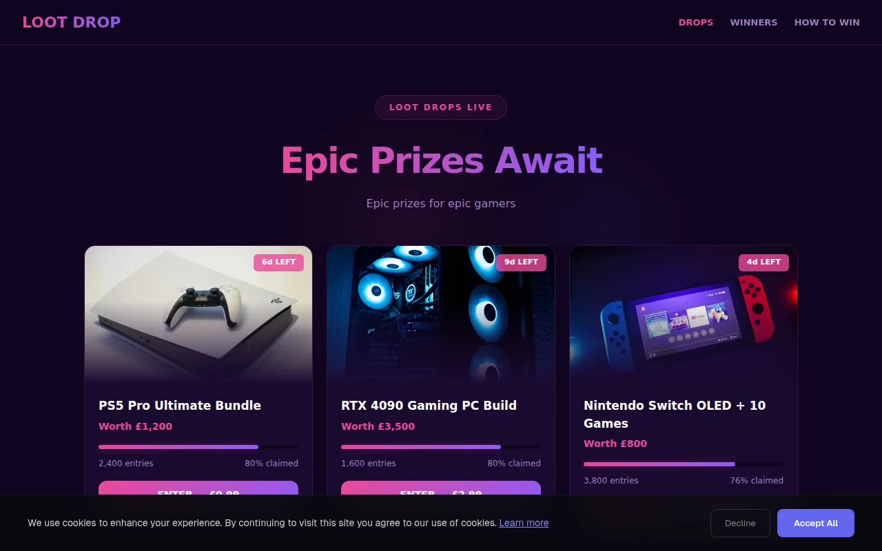 Gaming Giveaway theme preview