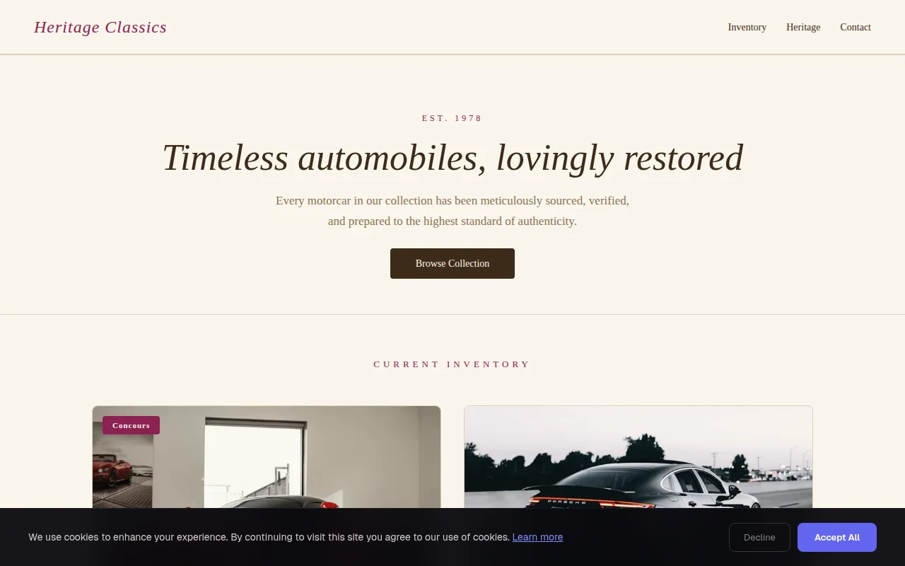 Classic Cars theme preview