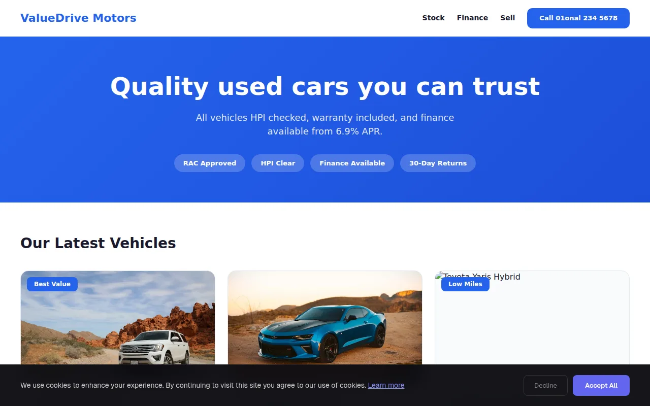 Used Cars theme preview