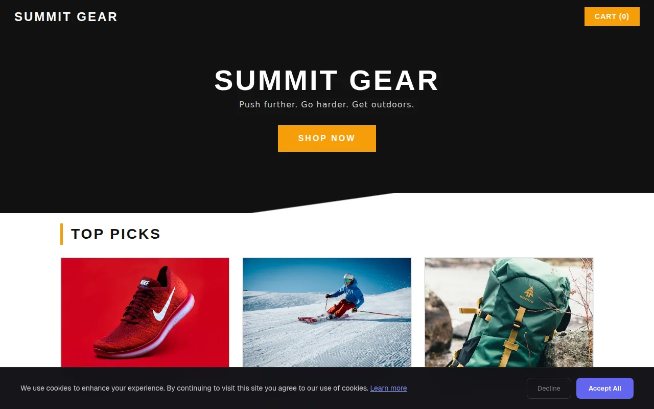 Sports & Outdoor theme preview