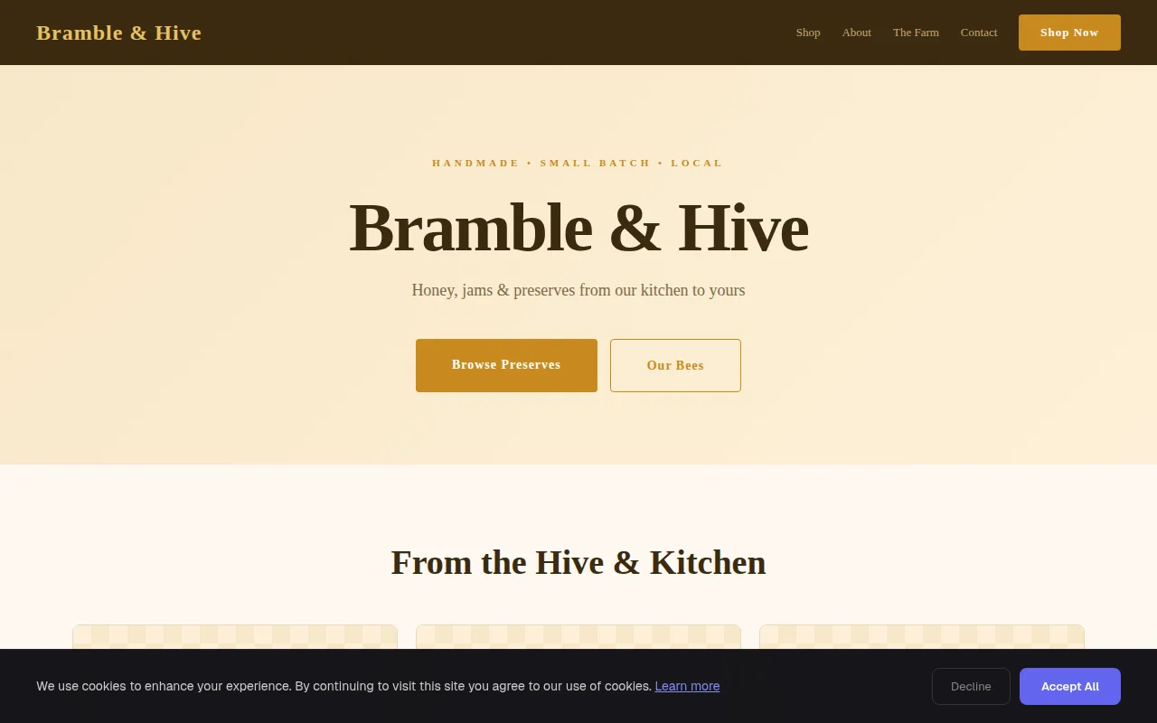Honey & Preserves theme preview