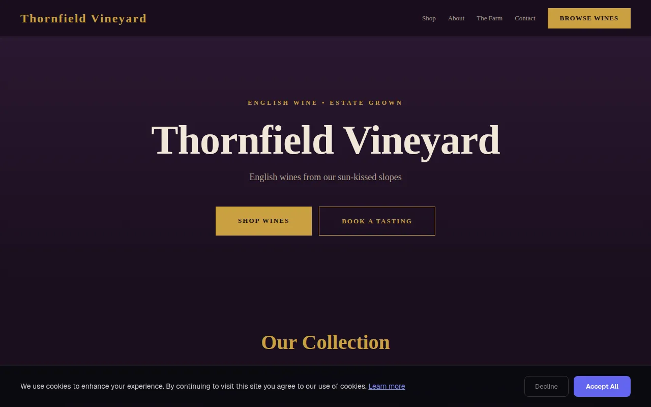 Vineyard theme preview