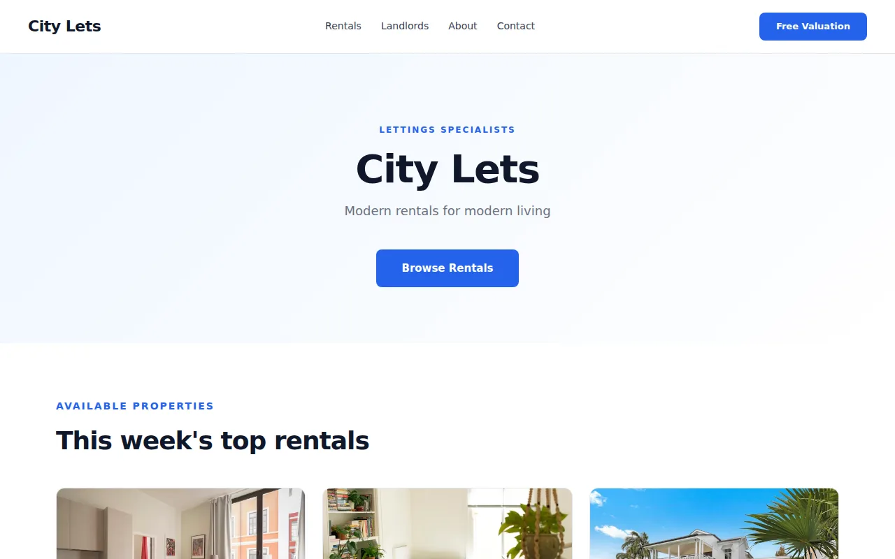 Modern Lettings theme preview