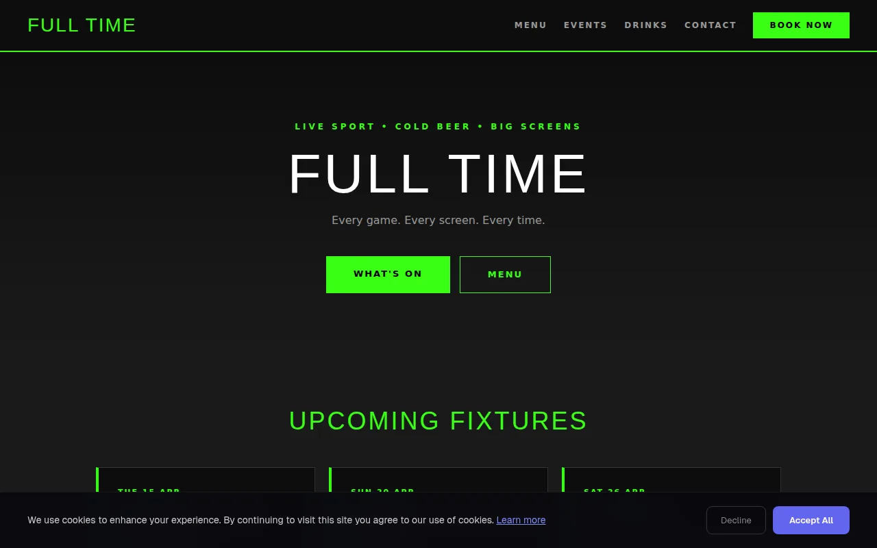 Sports Bar theme preview