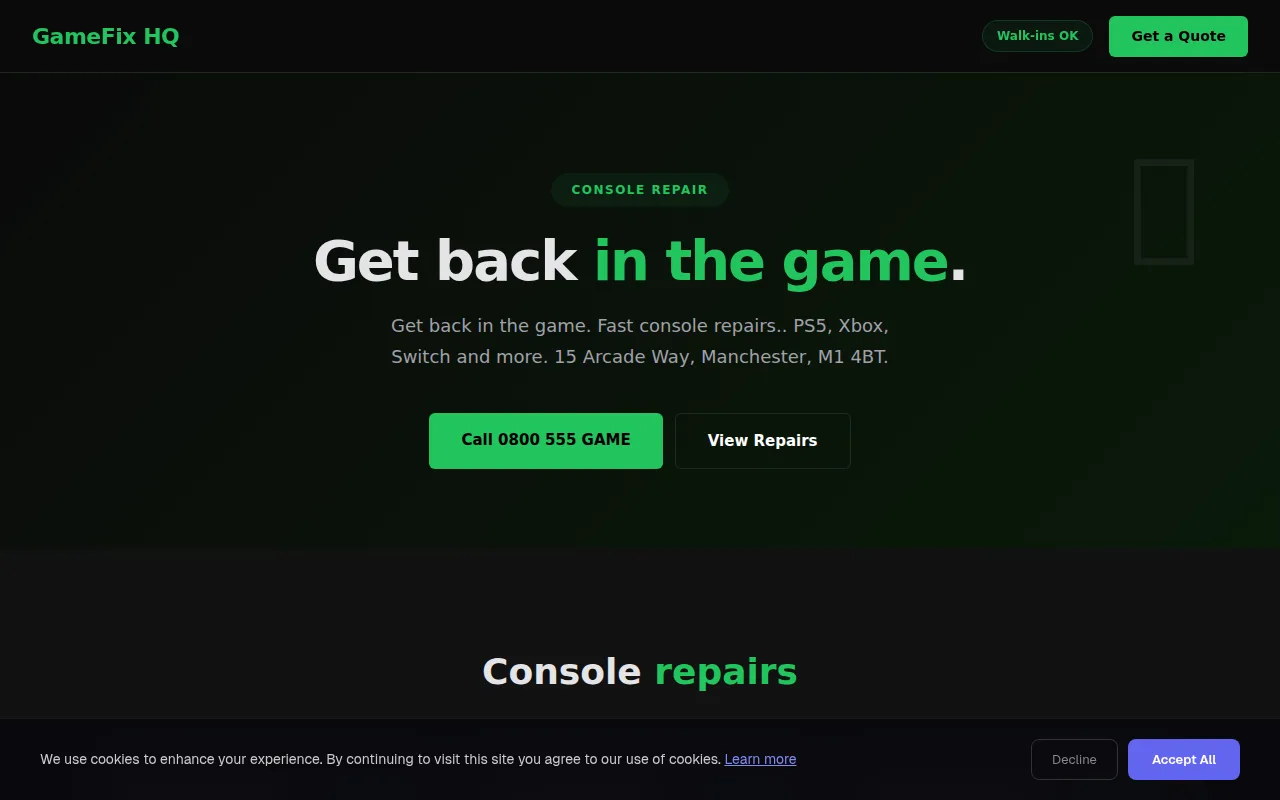 Console Repair theme preview