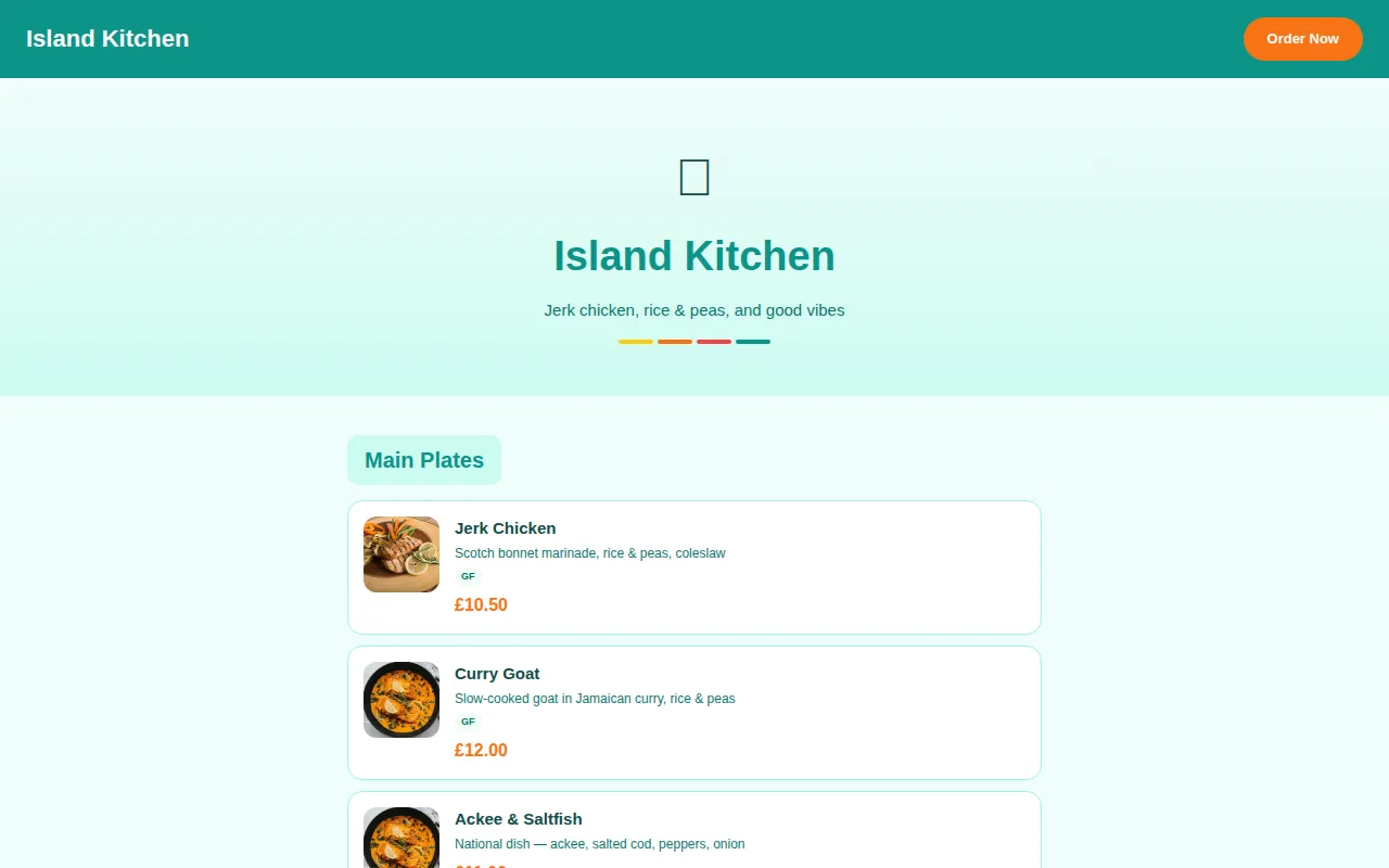 Caribbean Kitchen theme preview