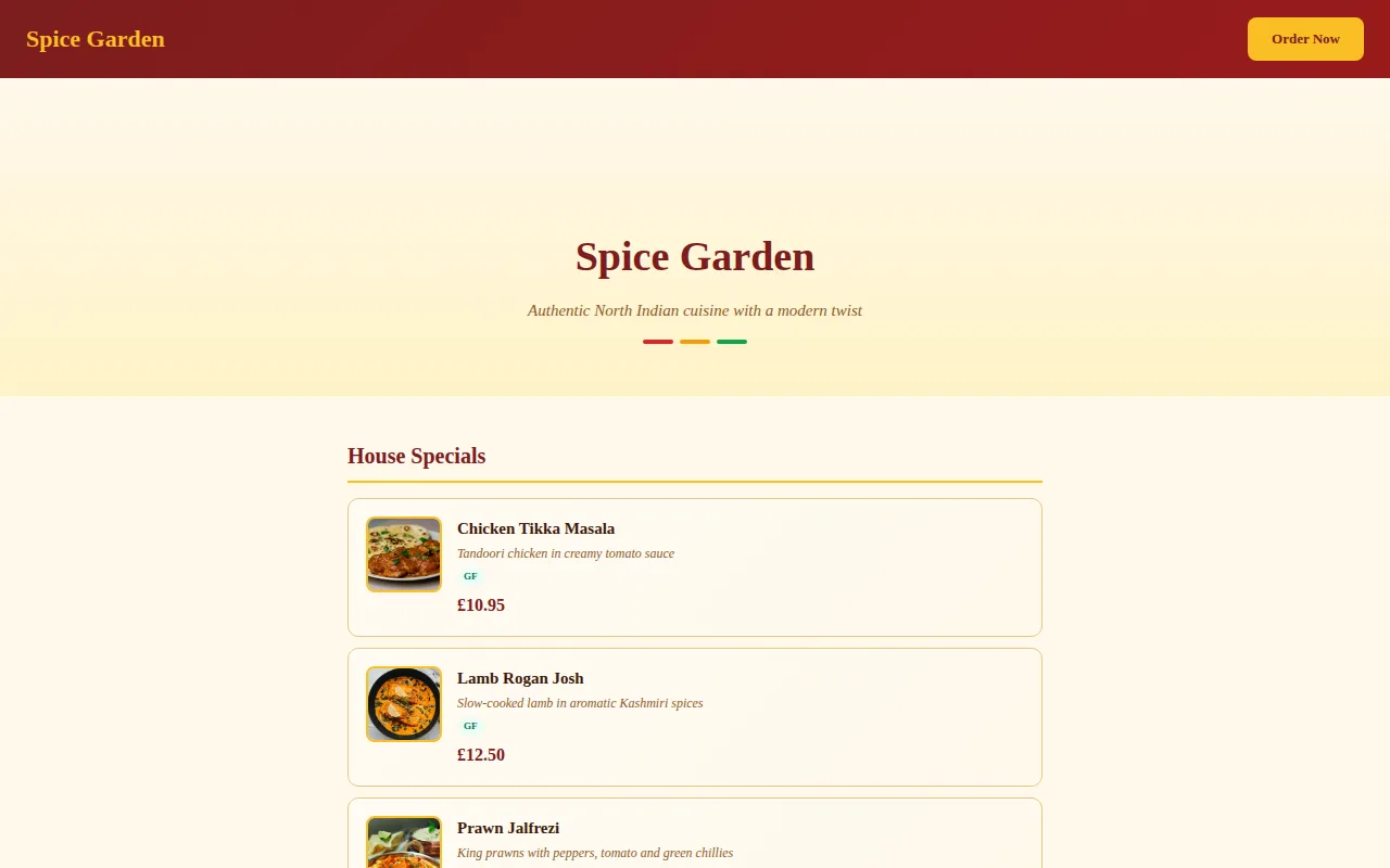 Indian Takeaway theme preview