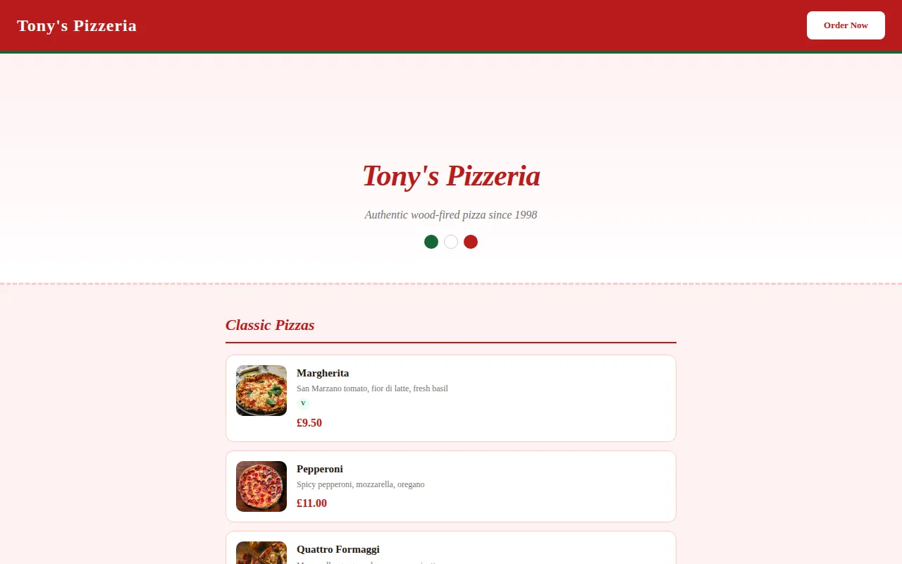 Pizza Parlour theme preview