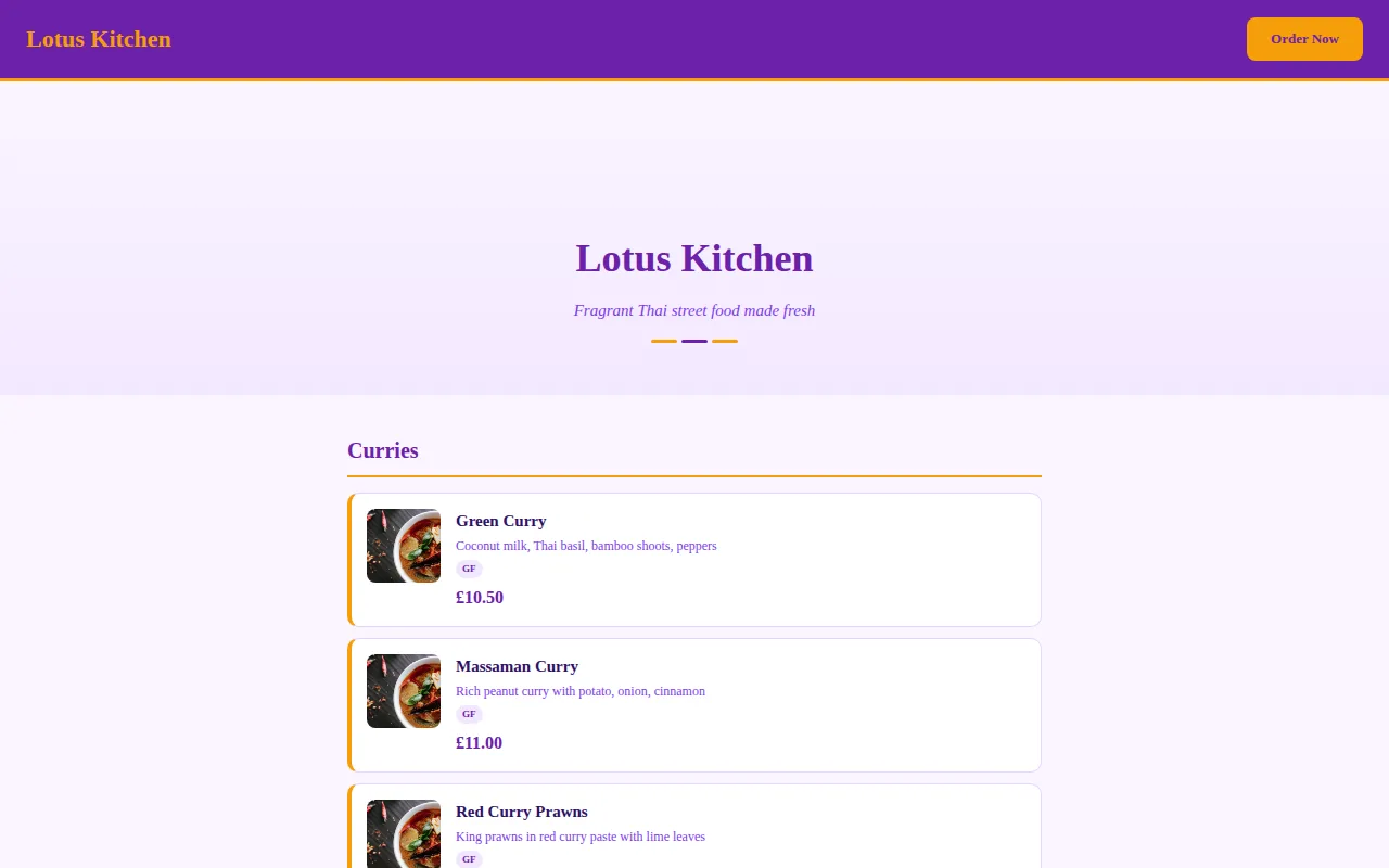 Thai Kitchen theme preview